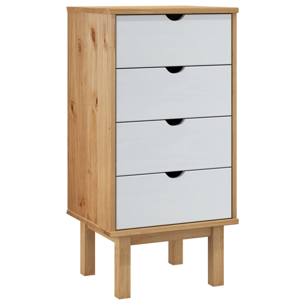Harrow Wooden Chest Of 4 Drawers Tall In White Brown