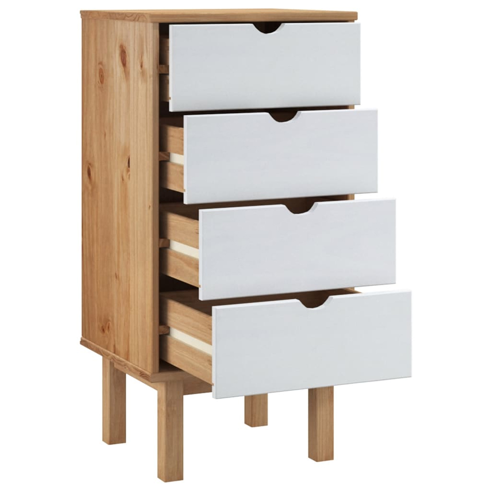 Harrow Wooden Chest Of 4 Drawers Tall In White Brown