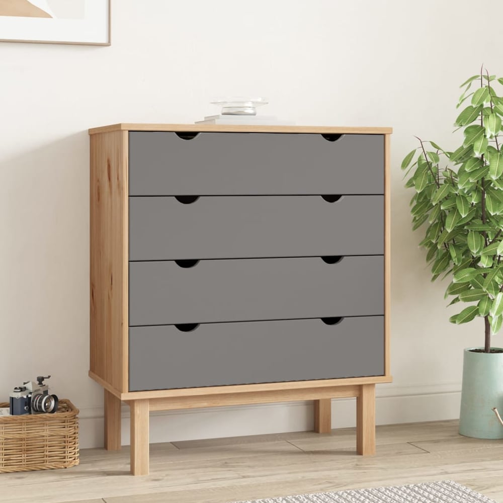 Read more about Harrow wooden chest of 4 drawers wide in grey brown