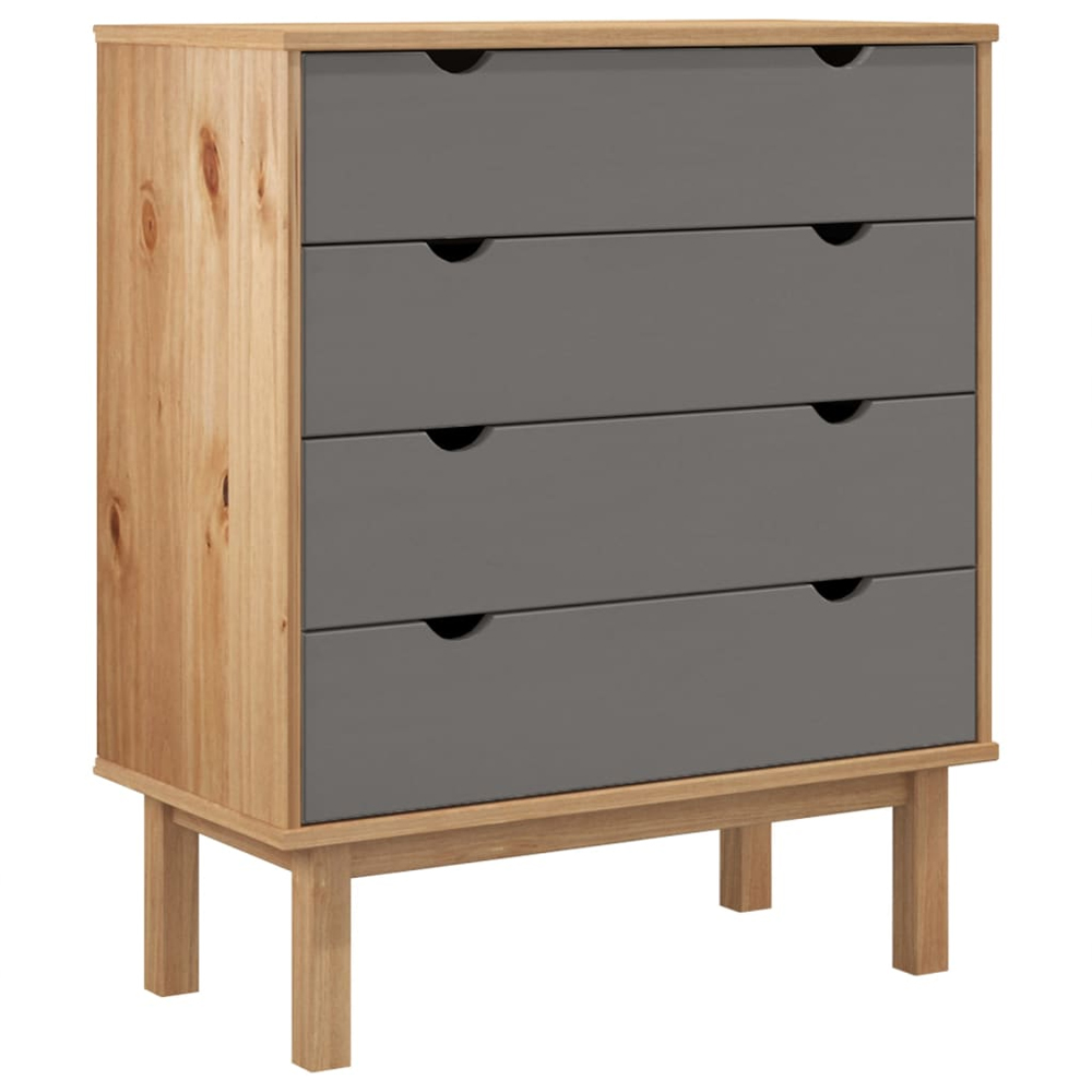 Harrow Wooden Chest Of 4 Drawers Wide In Grey Brown