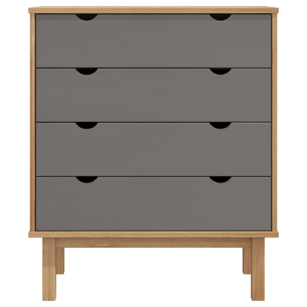 Harrow Wooden Chest Of 4 Drawers Wide In Grey Brown