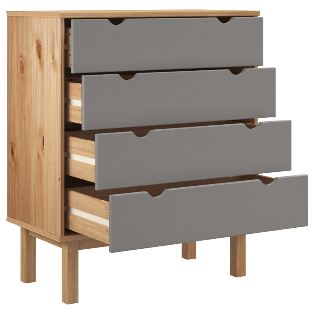 Harrow Wooden Chest Of 4 Drawers Wide In Grey Brown