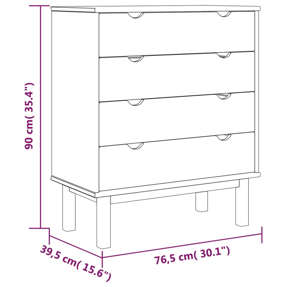 Harrow Wooden Chest Of 4 Drawers Wide In Grey Brown