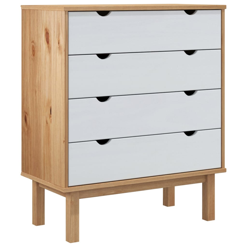 Harrow Wooden Chest Of 4 Drawers Wide In White Brown