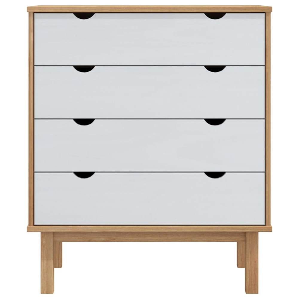 Harrow Wooden Chest Of 4 Drawers Wide In White Brown