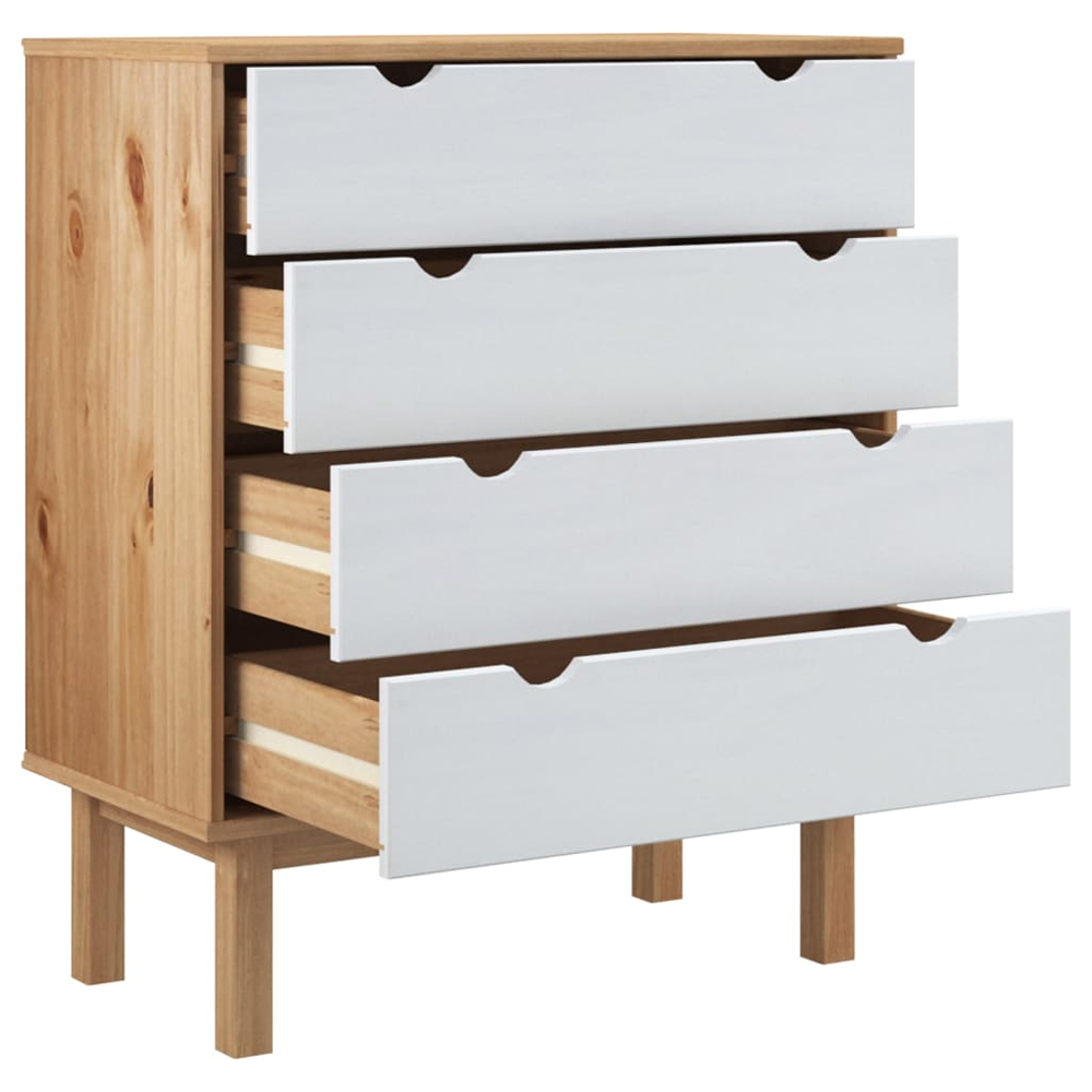 Harrow Wooden Chest Of 4 Drawers Wide In White Brown