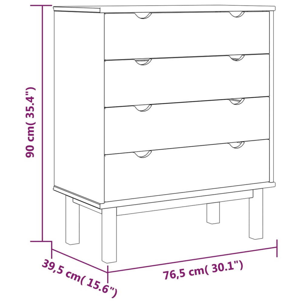 Harrow Wooden Chest Of 4 Drawers Wide In White Brown