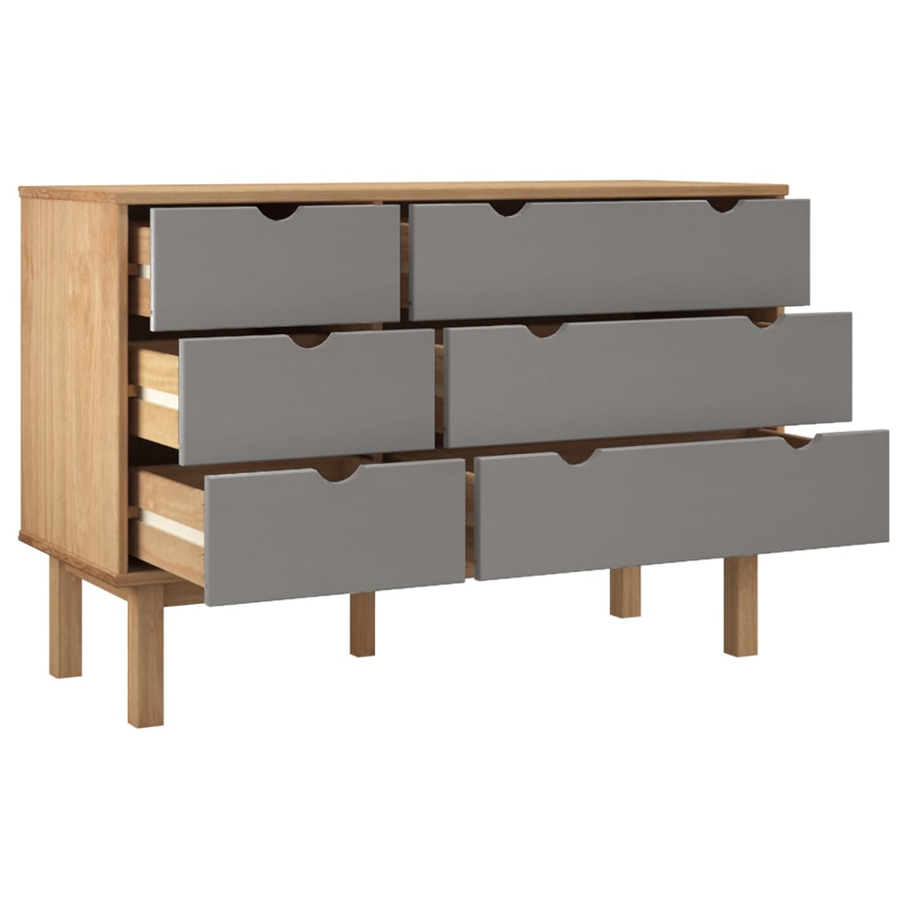 Harrow Wooden Chest Of 6 Drawers In Grey Brown