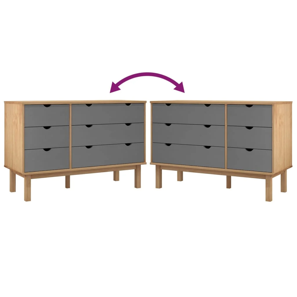 Harrow Wooden Chest Of 6 Drawers In Grey Brown