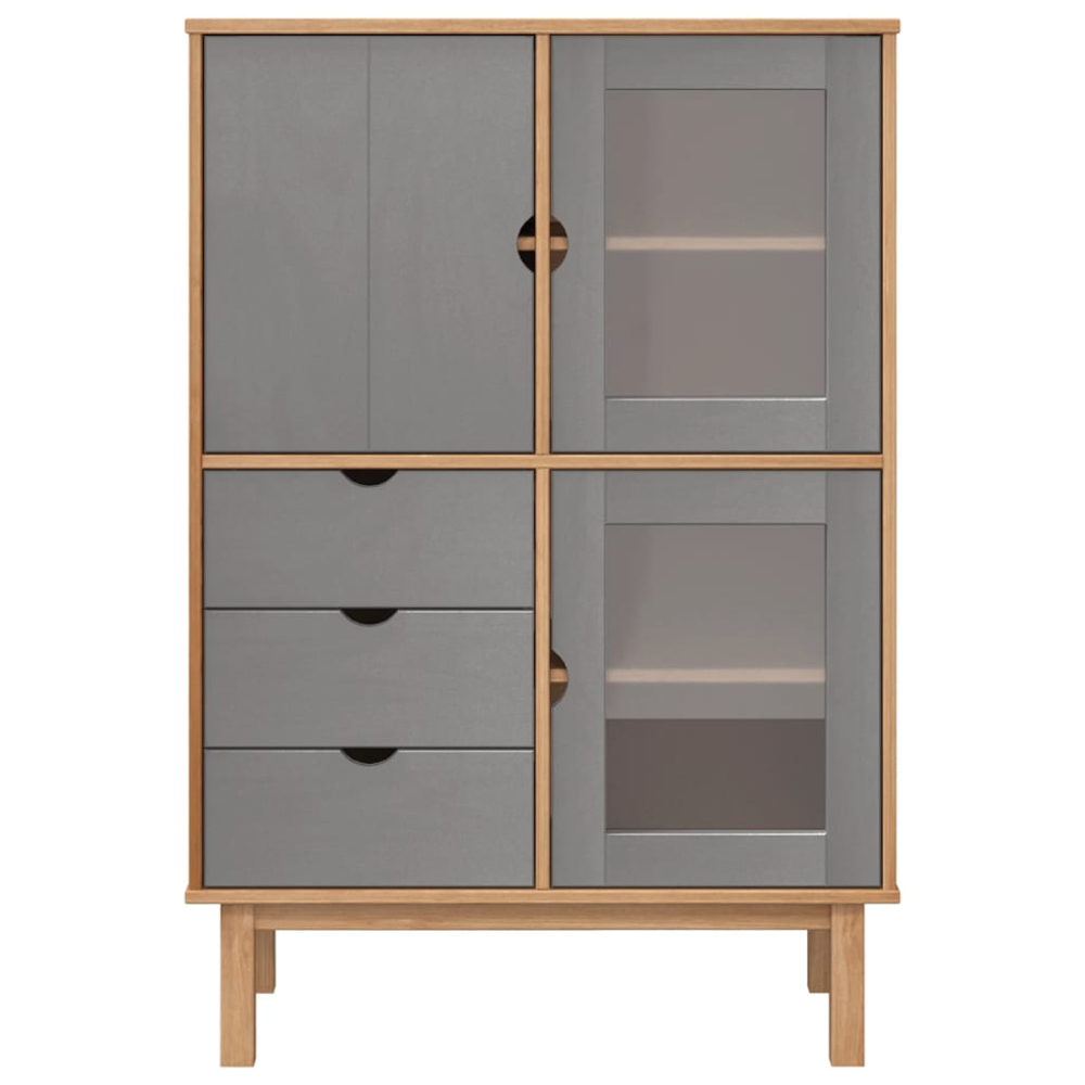 Harrow Wooden Highboard With 3 Doors 3 Drawers In Grey Brown