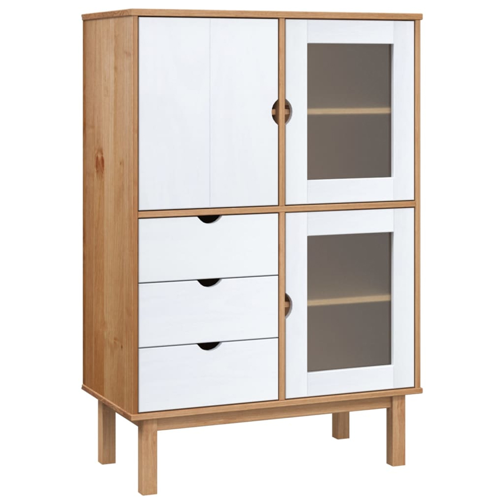 Harrow Wooden Highboard With 3 Doors 3 Drawers In White Brown