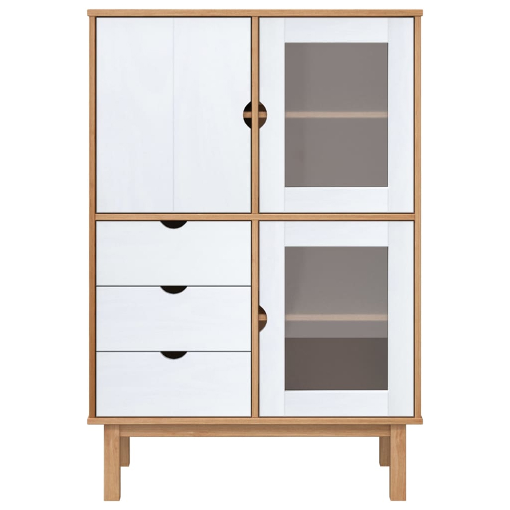Harrow Wooden Highboard With 3 Doors 3 Drawers In White Brown