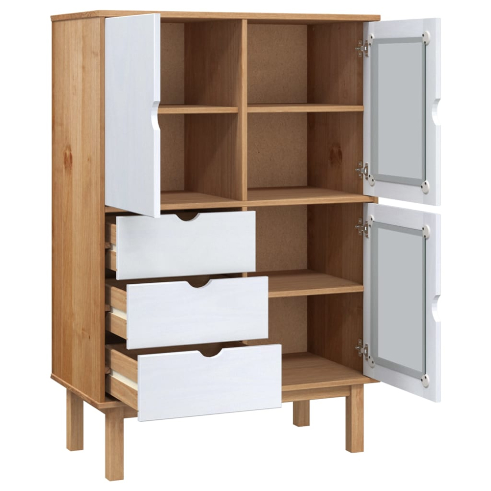 Harrow Wooden Highboard With 3 Doors 3 Drawers In White Brown