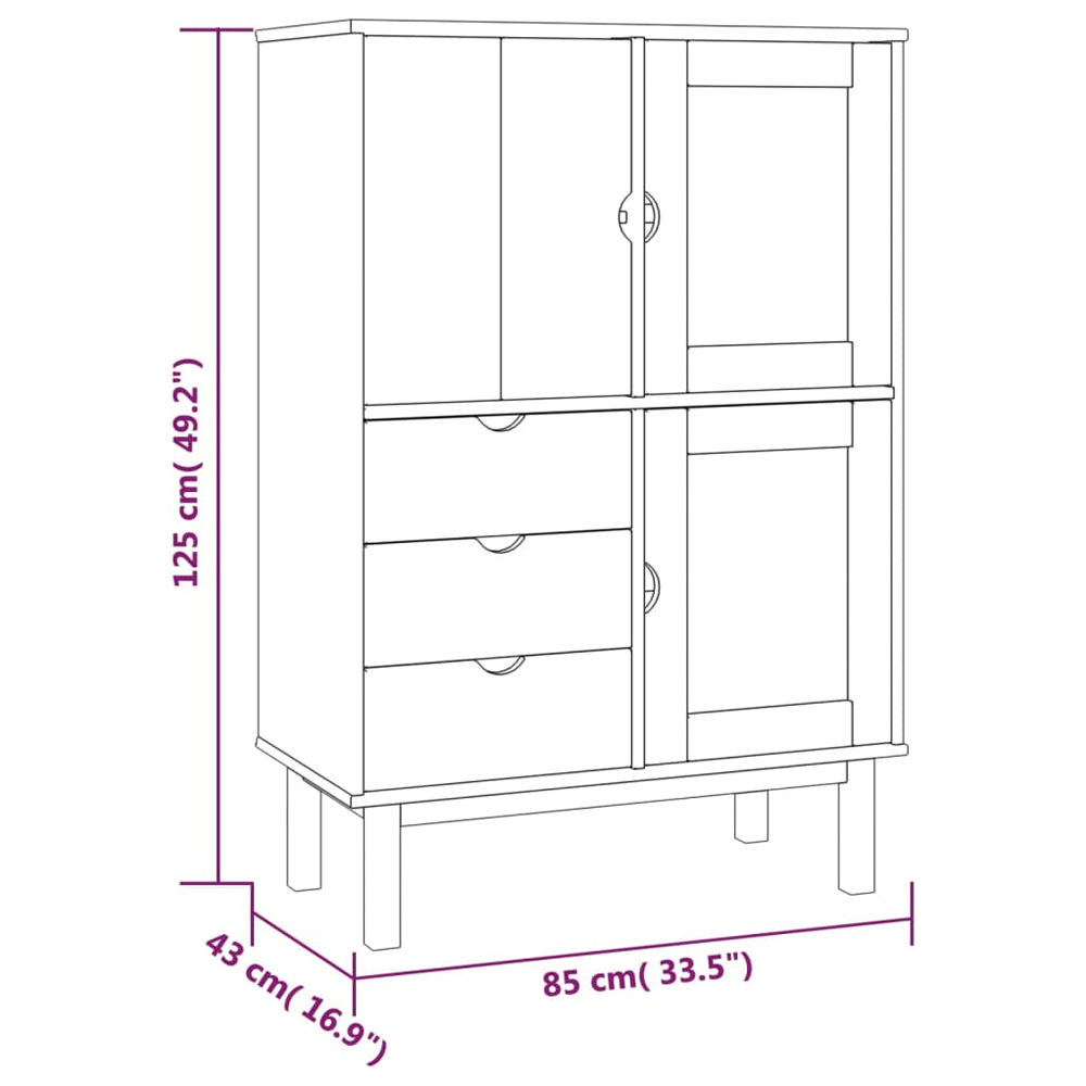 Harrow Wooden Highboard With 3 Doors 3 Drawers In White Brown
