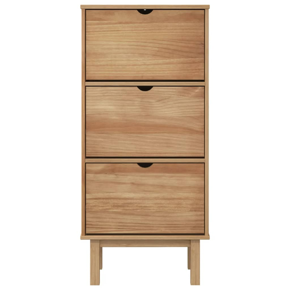Harrow Wooden Shoe Storage Cabinet With 3 Drawers In Brown