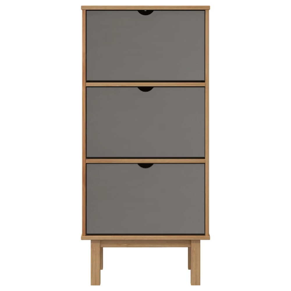 Harrow Wooden Shoe Storage Cabinet With 3 Drawers In Grey Brown