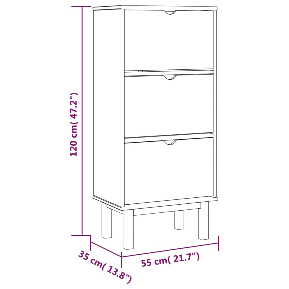 Harrow Wooden Shoe Storage Cabinet With 3 Drawers In Grey Brown