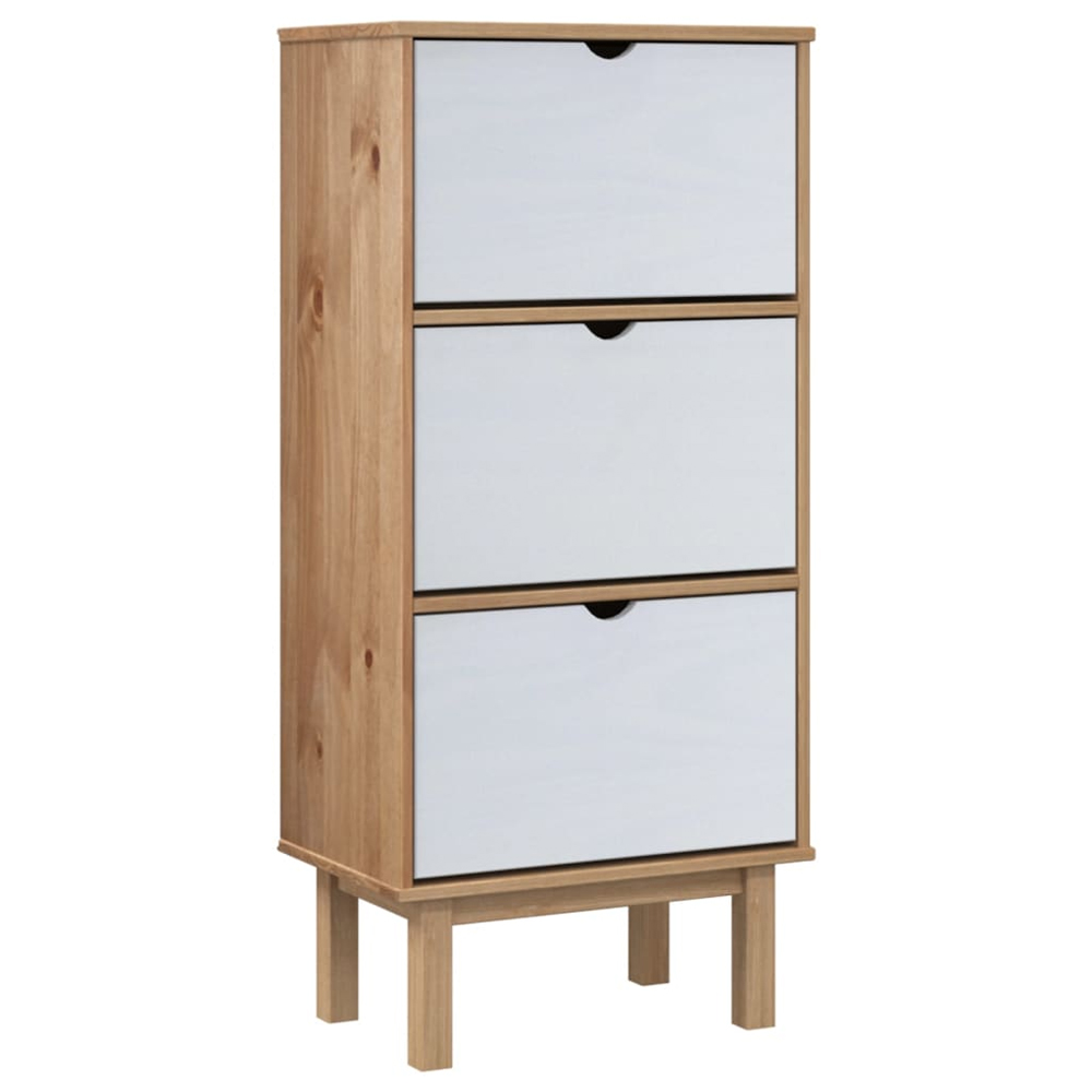 Harrow Wooden Shoe Storage Cabinet With 3 Drawers In White Brown