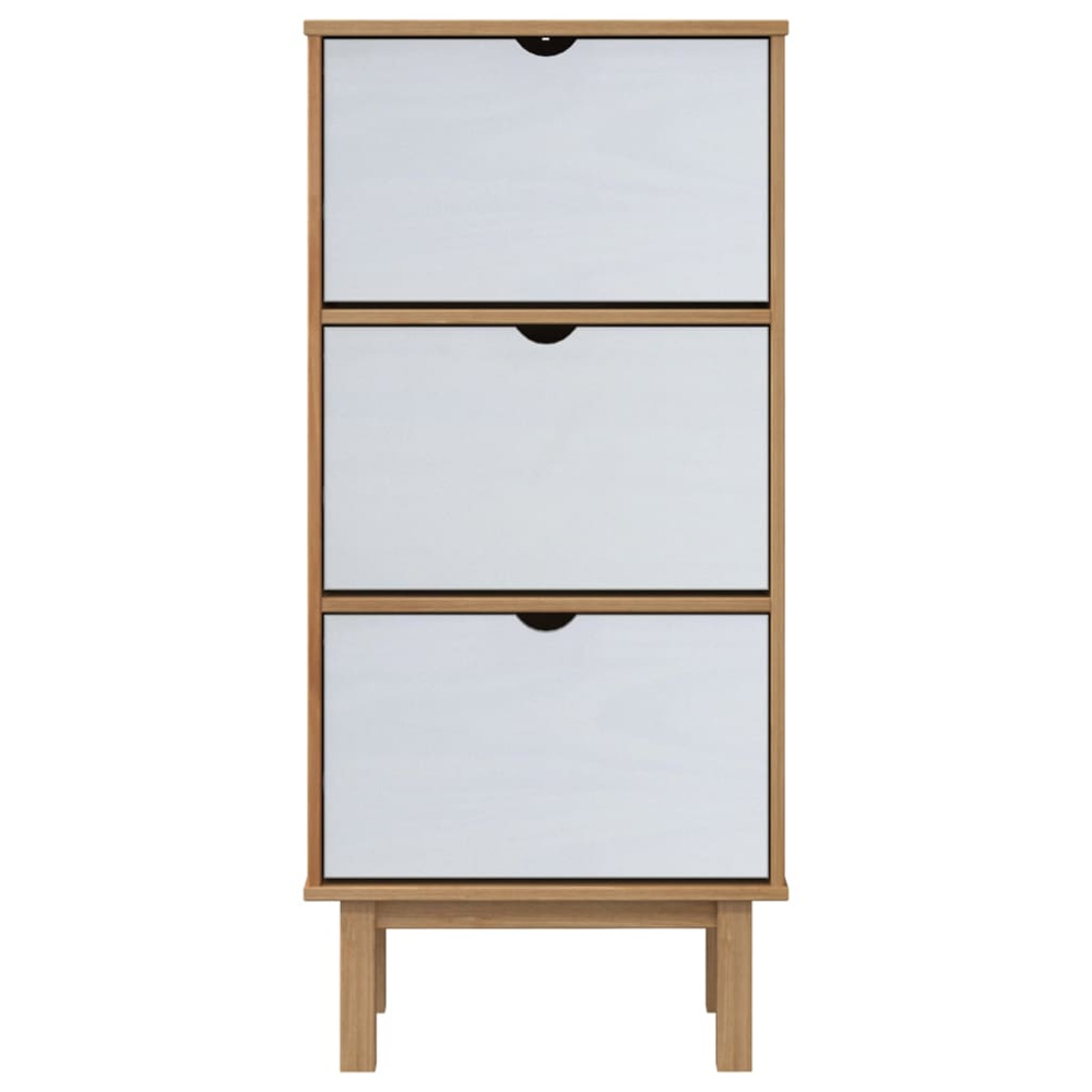 Harrow Wooden Shoe Storage Cabinet With 3 Drawers In White Brown