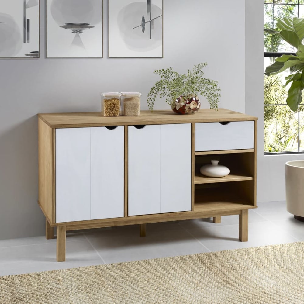 Read more about Harrow wooden sideboard with 2 doors 1 drawer in white brown