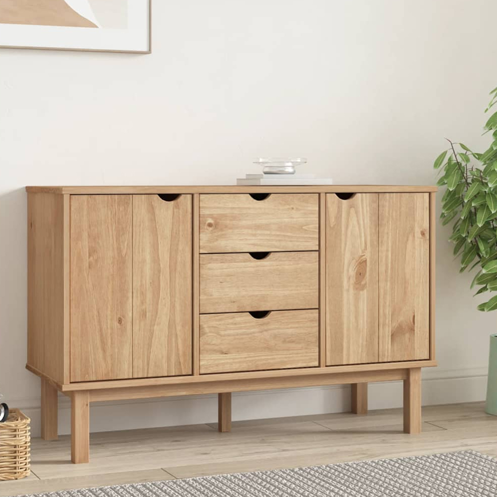Read more about Harrow wooden sideboard with 2 doors 3 drawers in brown