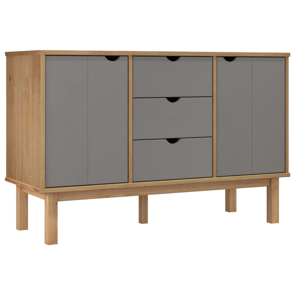 Harrow Wooden Sideboard With 2 Doors 3 Drawers In Grey Brown