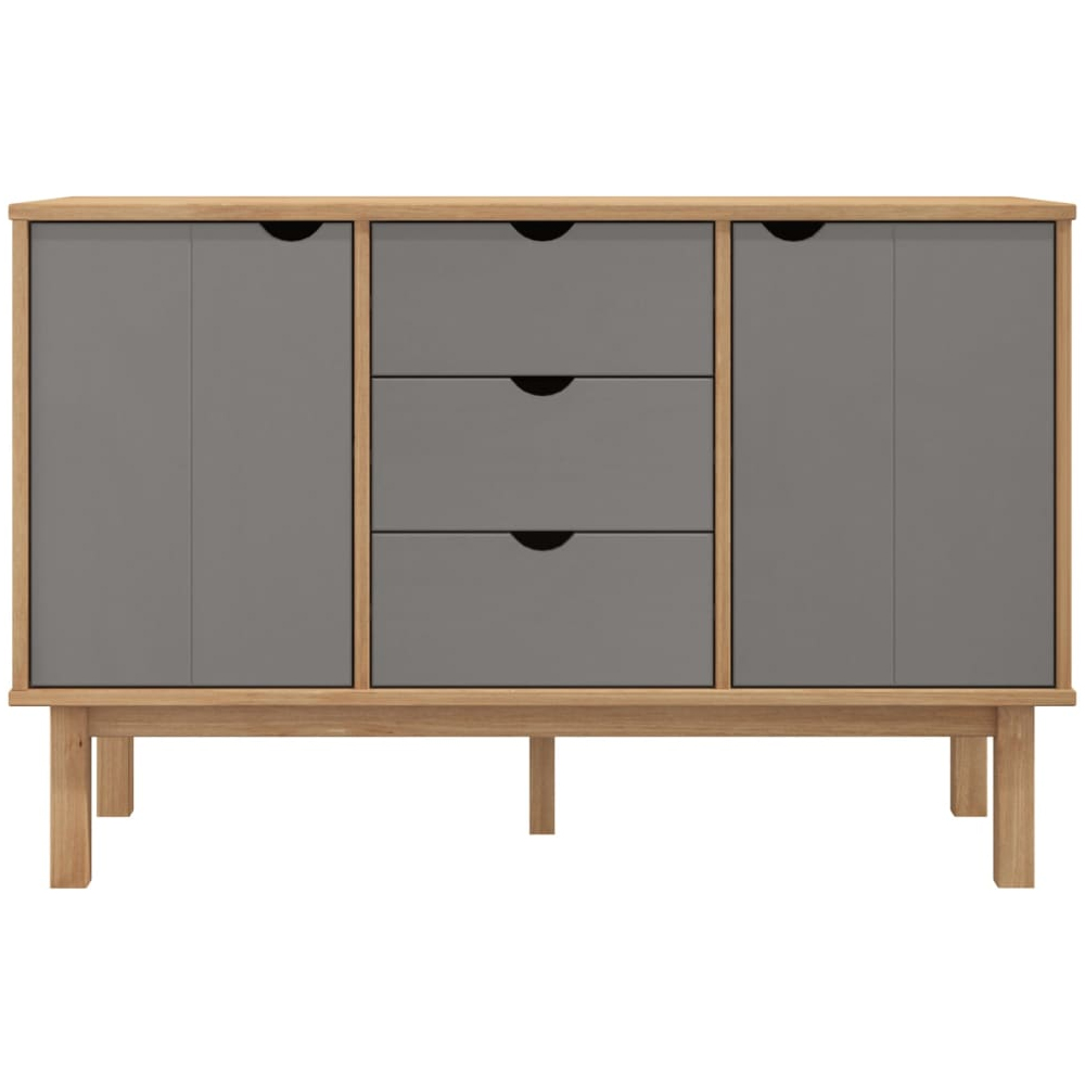Harrow Wooden Sideboard With 2 Doors 3 Drawers In Grey Brown