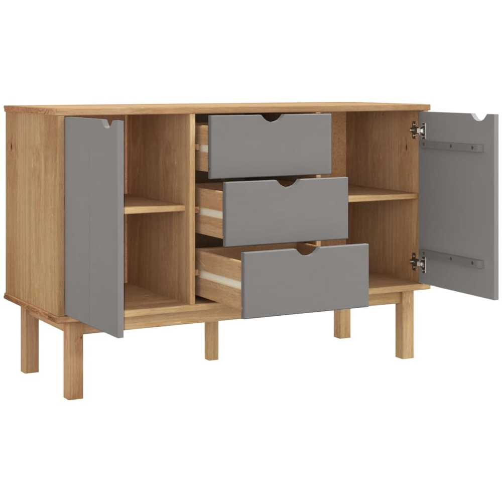 Harrow Wooden Sideboard With 2 Doors 3 Drawers In Grey Brown