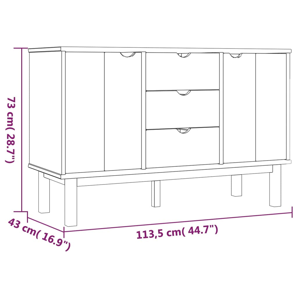 Harrow Wooden Sideboard With 2 Doors 3 Drawers In Grey Brown