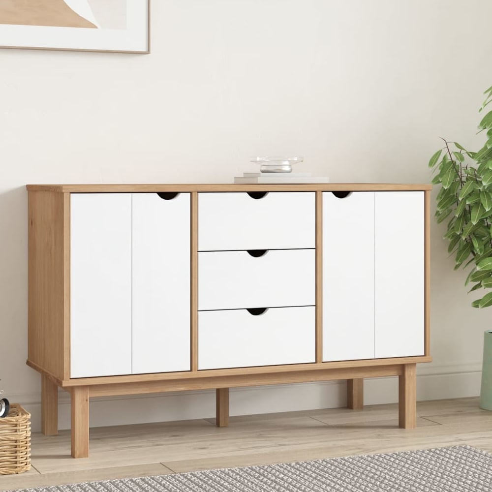 Read more about Harrow wooden sideboard with 2 doors 3 drawers in white brown