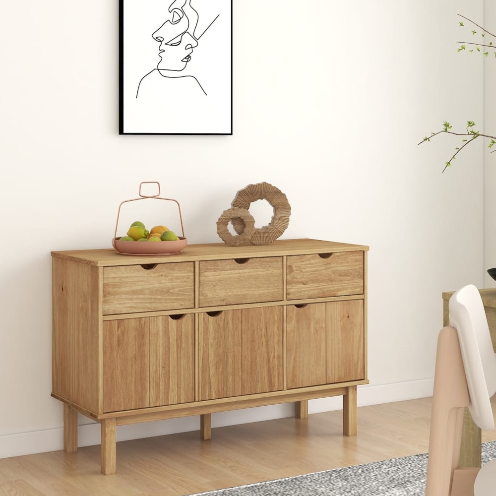 Read more about Harrow wooden sideboard with 3 doors 3 drawers in brown