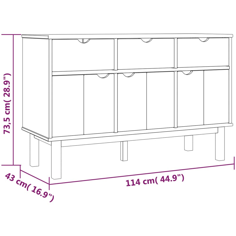 Harrow Wooden Sideboard With 3 Doors 3 Drawers In Brown