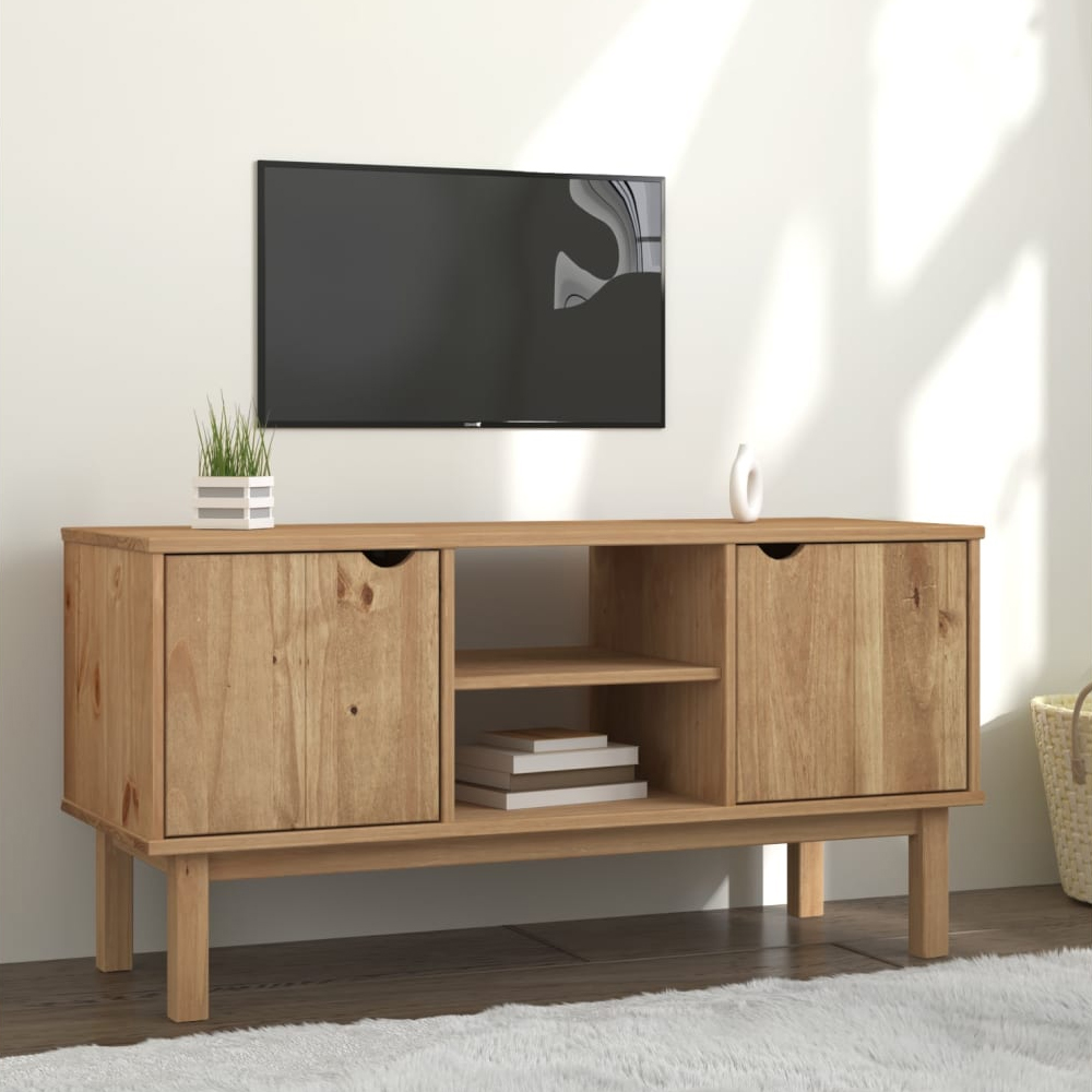 Read more about Harrow wooden tv stand with 2 doors in brown