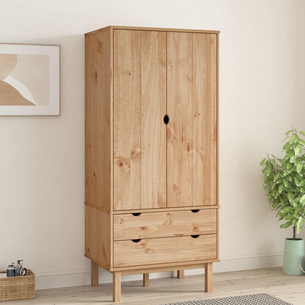 Read more about Harrow wooden wardrobe with 2 doors 2 drawers in brown