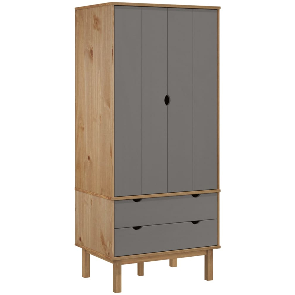 Harrow Wooden Wardrobe With 2 Doors 2 Drawers In Grey Brown