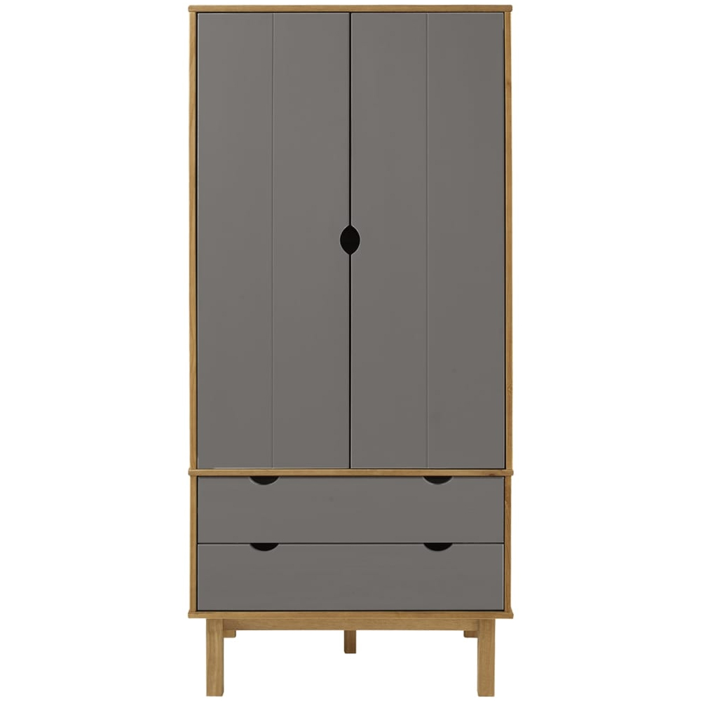 Harrow Wooden Wardrobe With 2 Doors 2 Drawers In Grey Brown