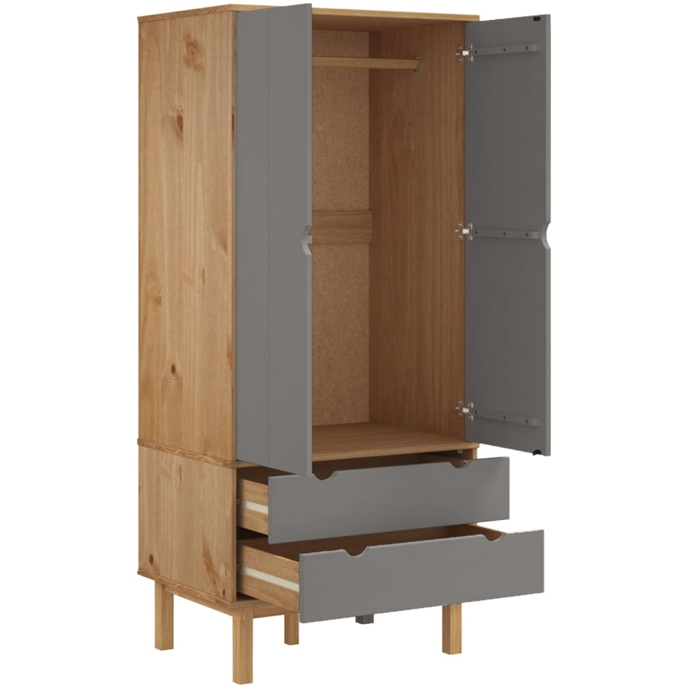 Harrow Wooden Wardrobe With 2 Doors 2 Drawers In Grey Brown