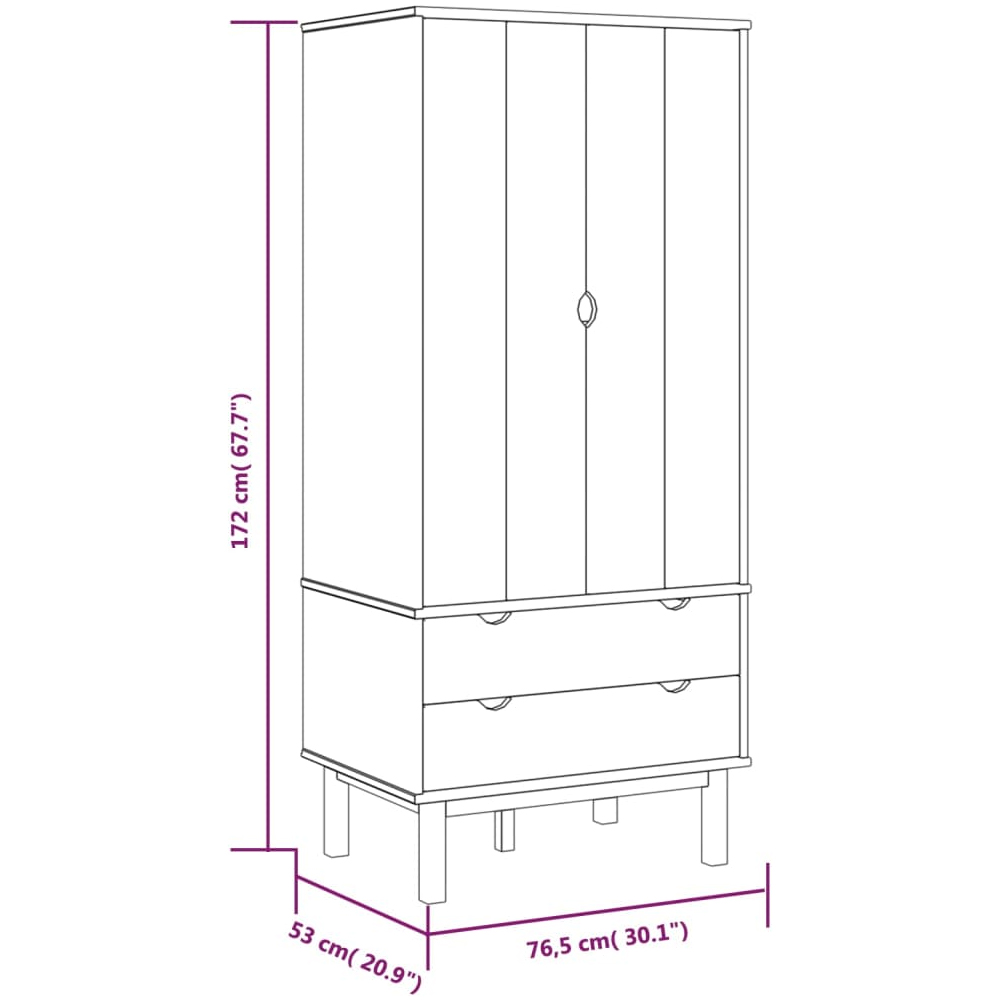 Harrow Wooden Wardrobe With 2 Doors 2 Drawers In Grey Brown