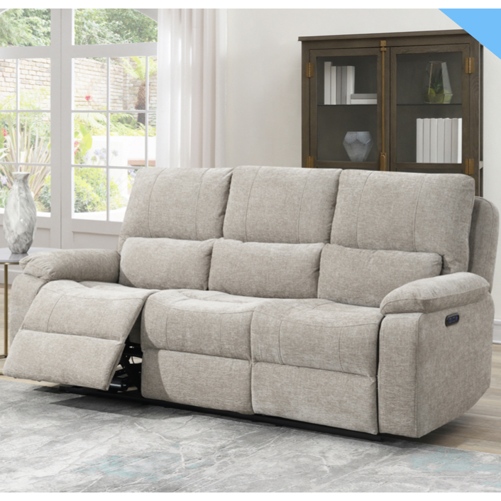 Harsel Fabric Electric Recliner 3+1+1 Seater Sofa in Fossil