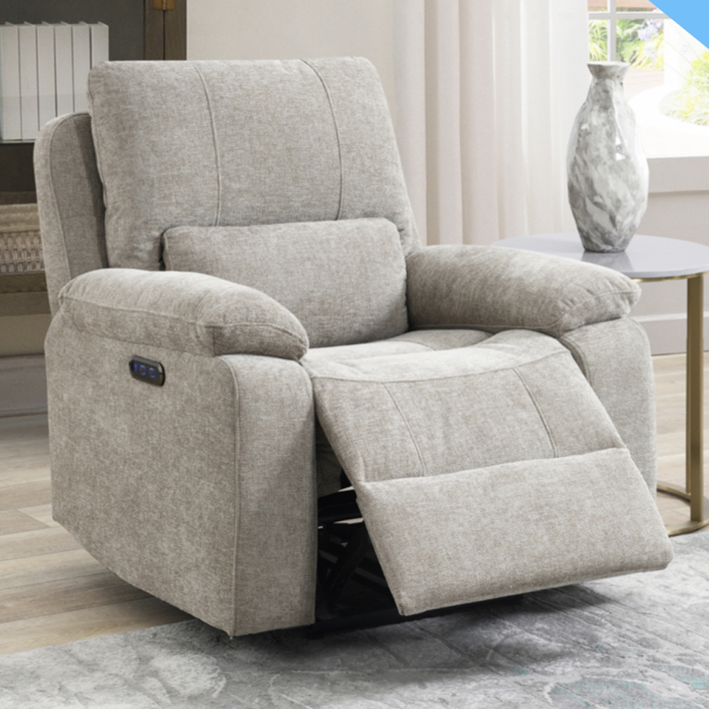 Harsel Fabric Electric Recliner 3+1+1 Seater Sofa in Fossil