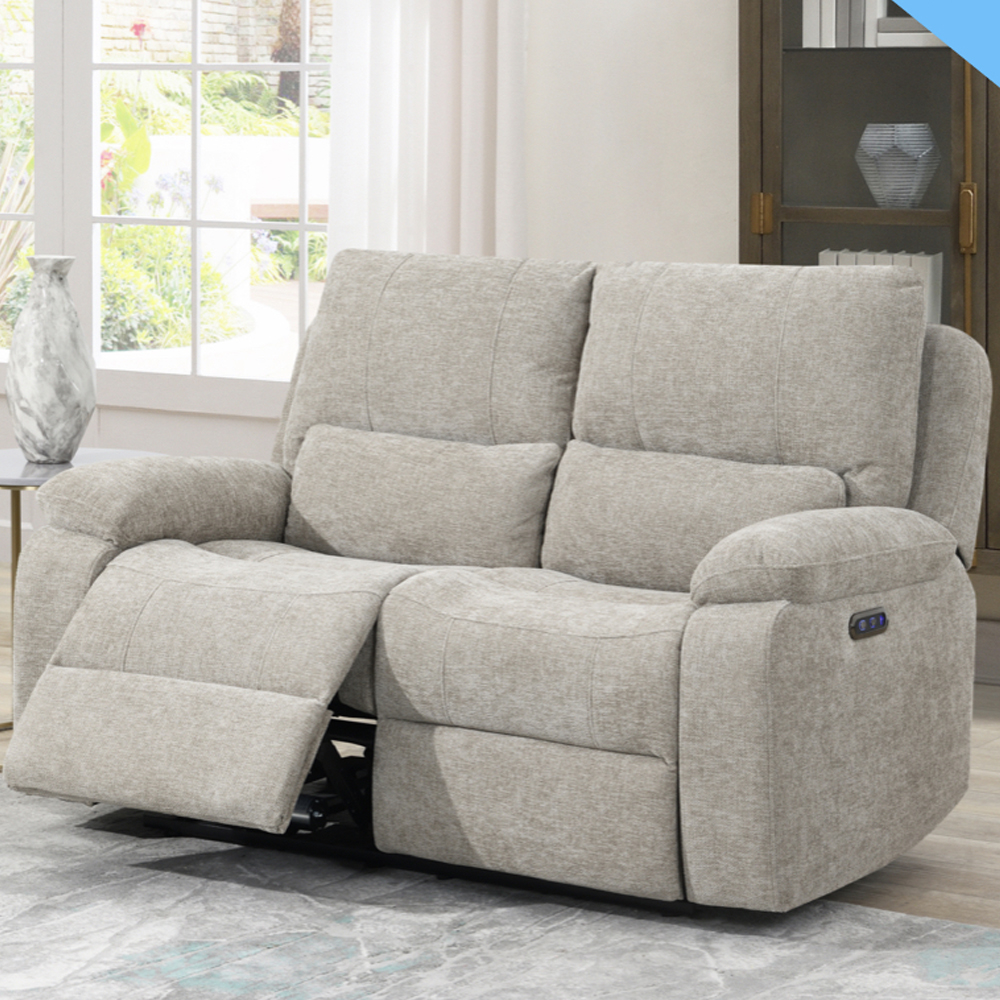Harsel Fabric Electric Recliner 3+2 Seater Sofa in Fossil