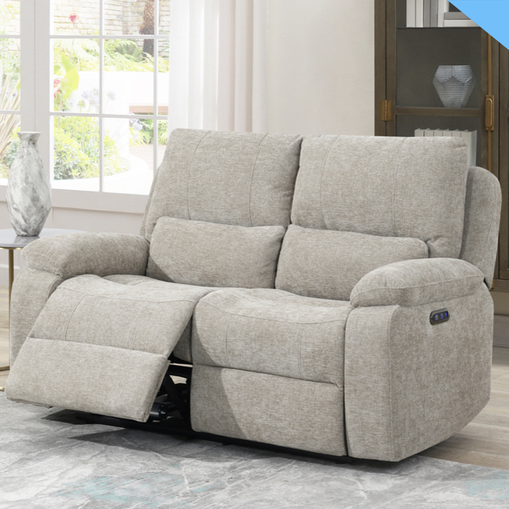 Harsel Fabric Electric Recliner 3+2 Seater Sofa in Fossil