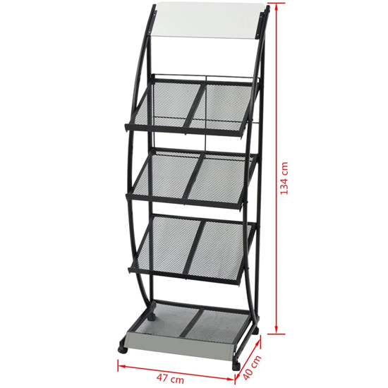 Hart Metal Magazine Rack With 4 Shelves In Black