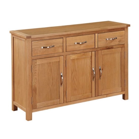Hart Wooden Large Sideboard In Oak Finish With Three Doors