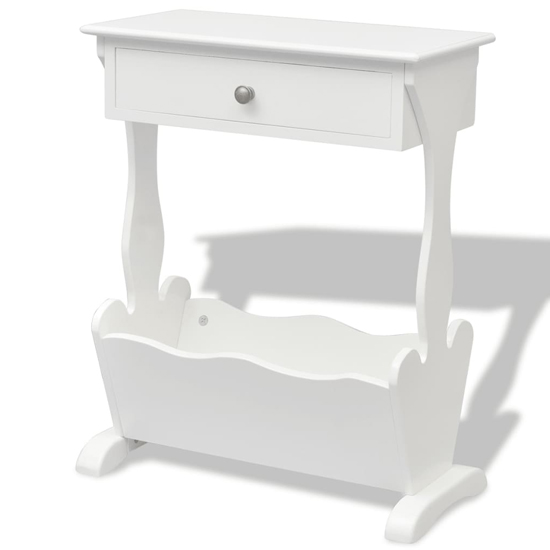 Hart Wooden Magazine Rack With 1 Drawer In White