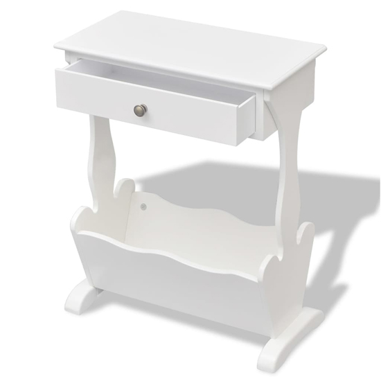 Hart Wooden Magazine Rack With 1 Drawer In White