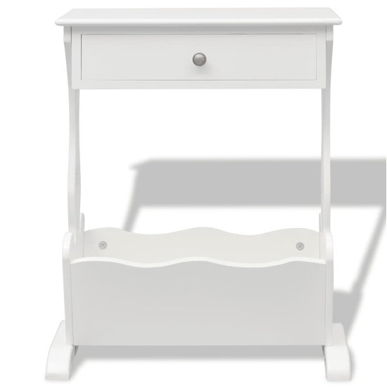 Hart Wooden Magazine Rack With 1 Drawer In White