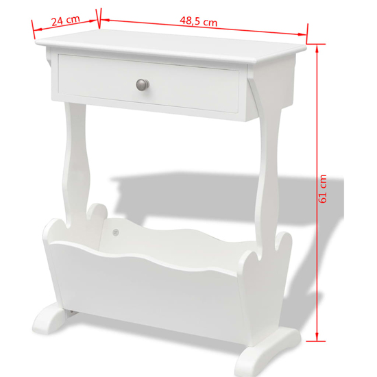 Hart Wooden Magazine Rack With 1 Drawer In White
