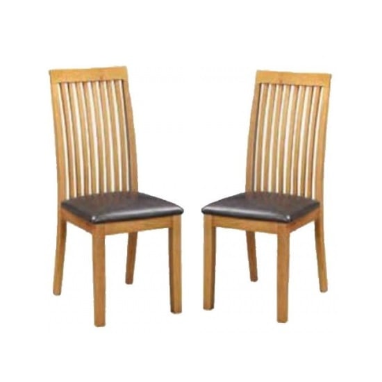 Hart Wooden Slatback Dining Chairs In Oak In A Pair