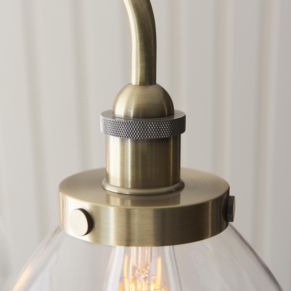 Hartford 3 Light Glass Pendant Ceiling Light In Antique Brass